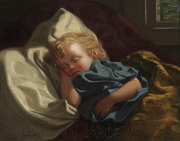 John George Brown Sleeping Angel Norge oil painting art
